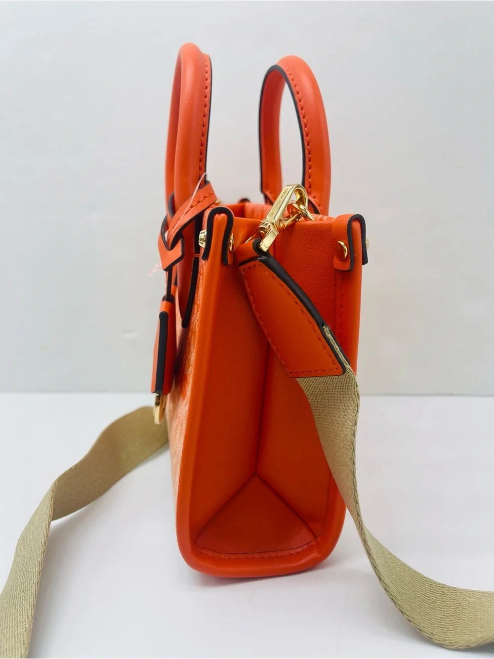 Michael Kors Mirella Extra-Sm Ombré Logo Crossbody XBODY Shopper Bag Poppy  NWT
